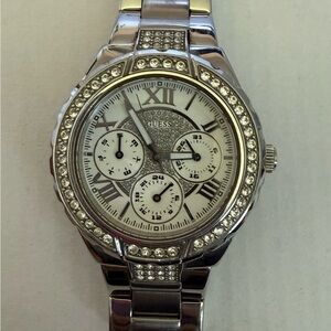 Guess Silver Watch with Crystal Bezel